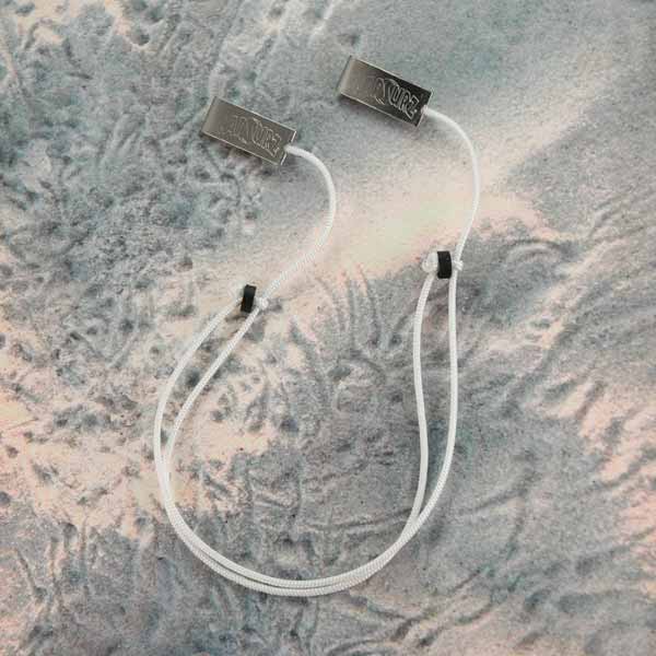 Capsurz® Prevent Your Hat From Blowing Off In the Wind White Cord With Black Nylon Beads