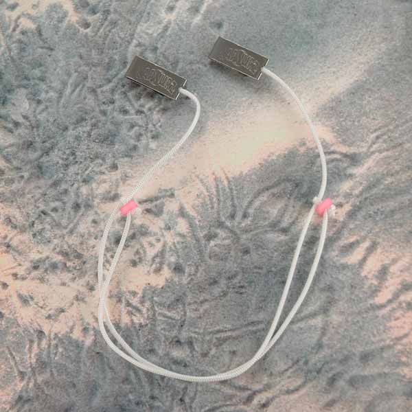 Capsurz® Prevent Your Hat From Blowing Off In the Wind White Cord With Pink Nylon Beads