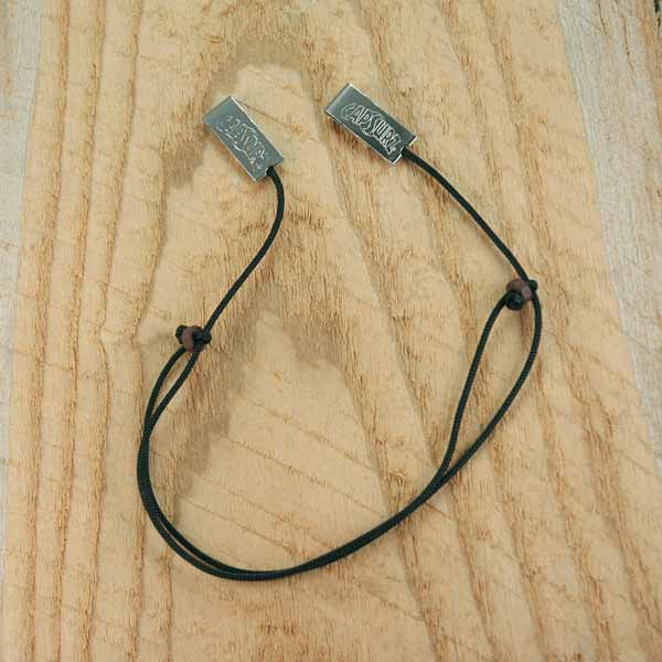 Capsurz® Keep Your Hat On Your Head In the Wind Black Cord With Dark Brown Wood Beads