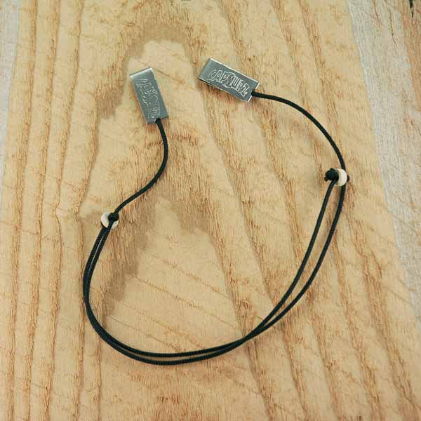 Capsurz® Keep Your Hat On Your Head In the Wind Black Cord With White Wood Beads