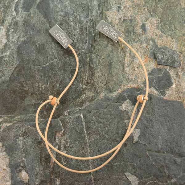 Capsurz® Keep Your Hat On Your Head In the Wind Sand Cord With Light Brown Wood Beads And Stainless Steel Accents