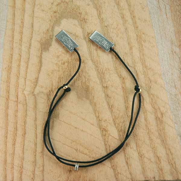 Capsurz® Keep Your Hat Securely On Your Head In the Wind Black Cord With Brass Metal Beads And Silver Slider Accent