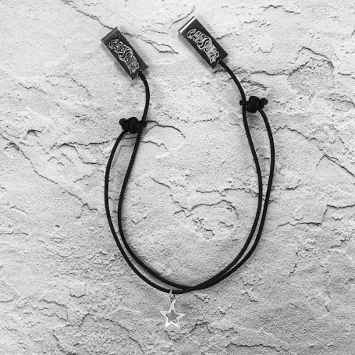 Capsurz® Hold Your Hat Down In the Wind Black Cord With Black Glass Beads And Star Charm